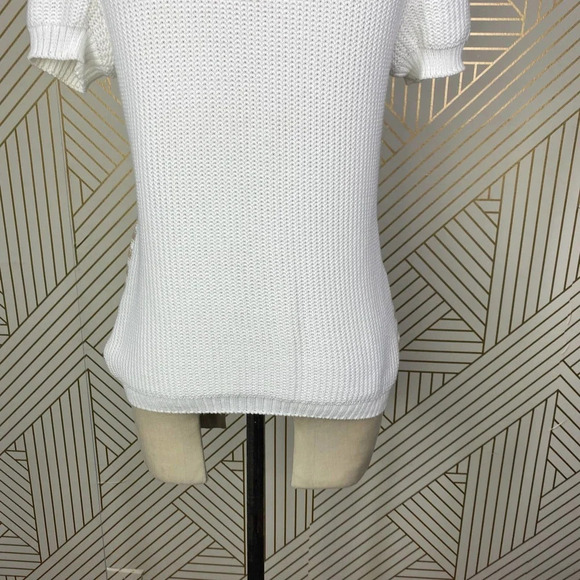 St. John Sport Striped Short Sleeve Knit Sweater in White & Tan Size US XS - Picture 10 of 12
